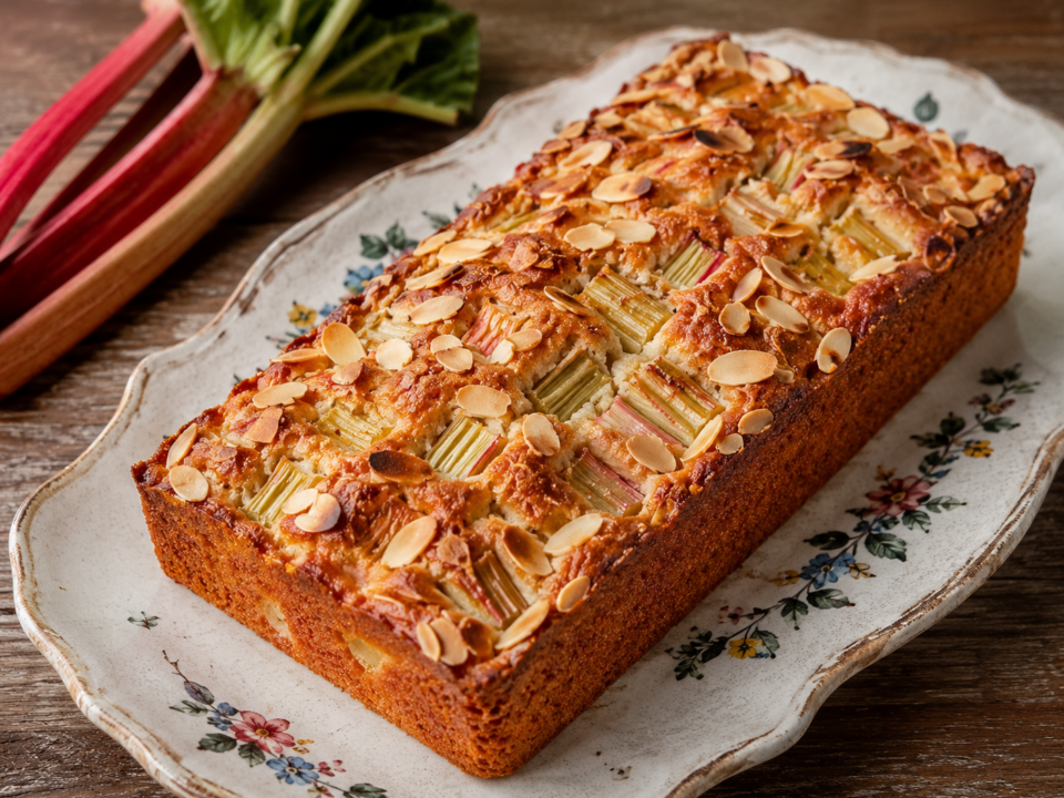 cake à la rhubarbe bio de la ferme des Plaines.