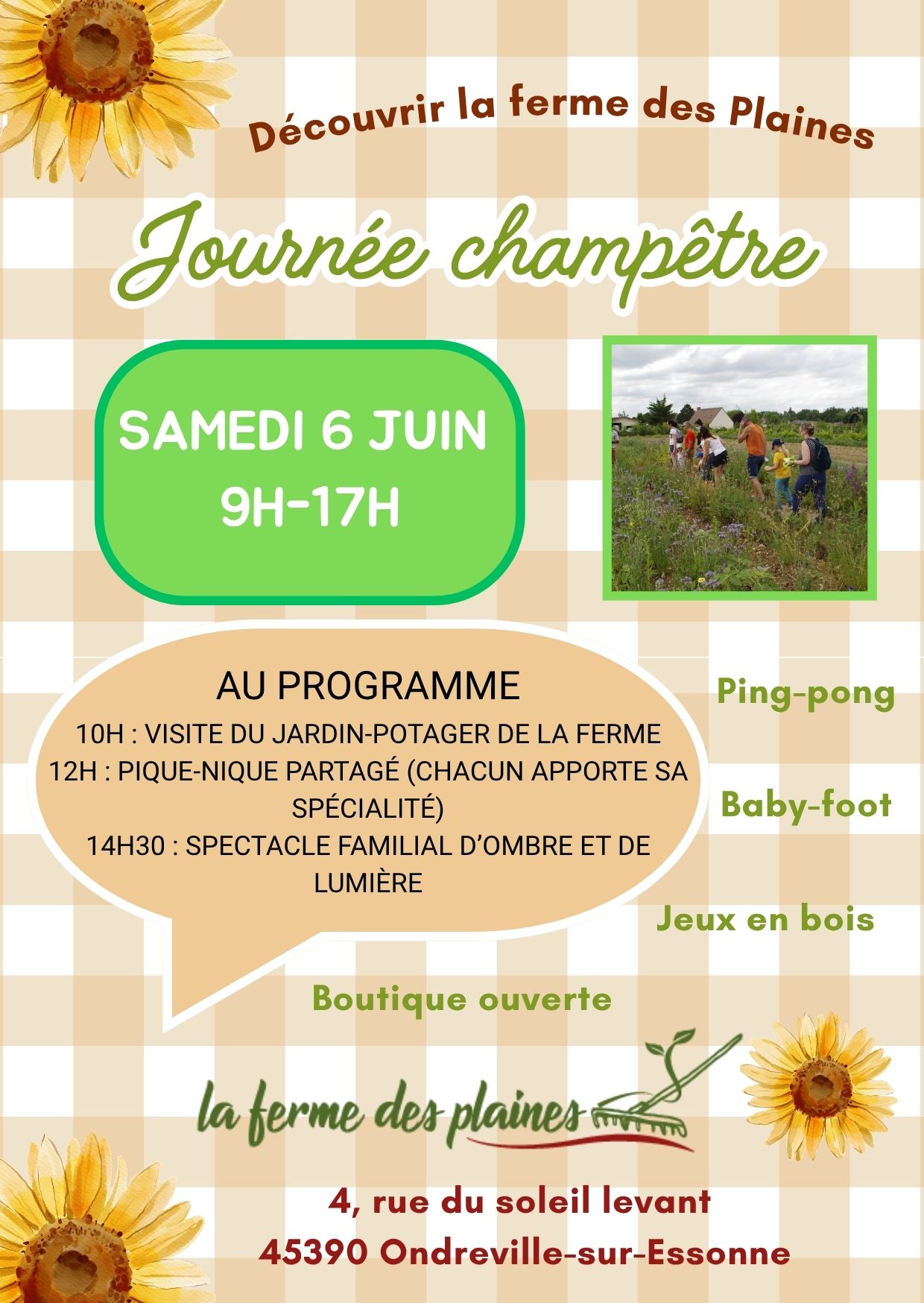 journée champêtre 6 juin 2026 à la ferme des Plaines